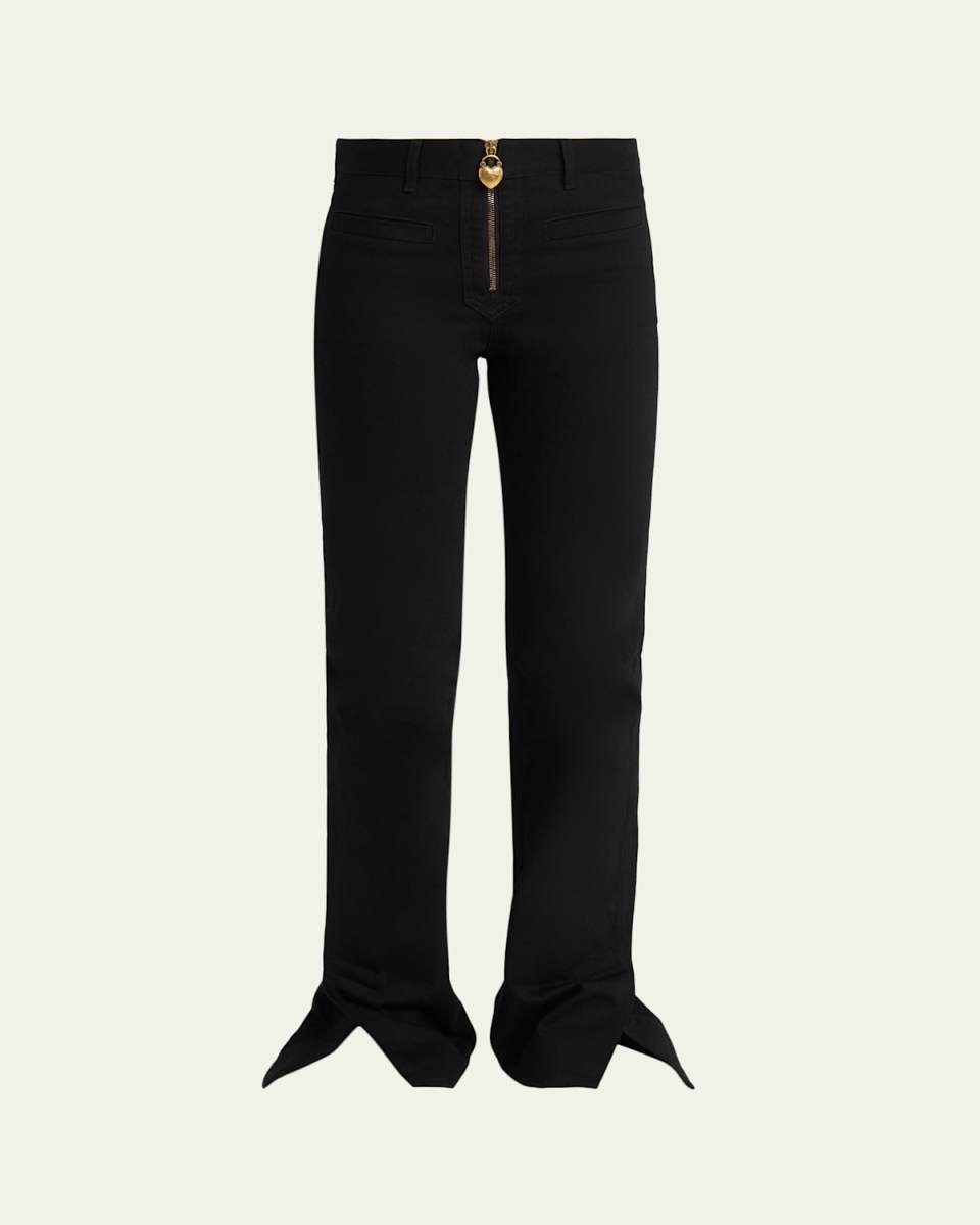 Denim Split-Cuff Flare Trousers